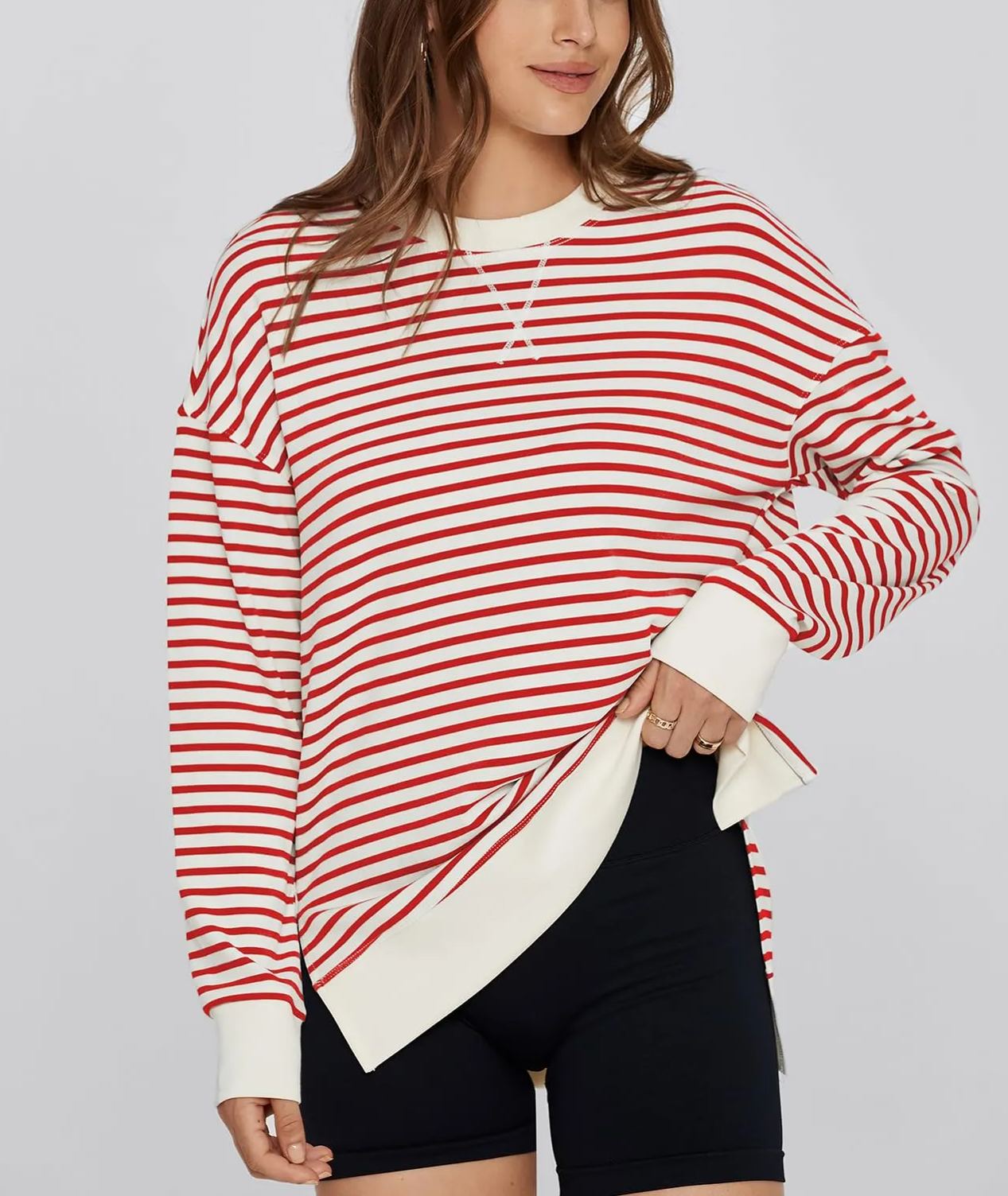 Women Long Sleeve Crew Neck Sweatshirt Casual Loose Shirt Top