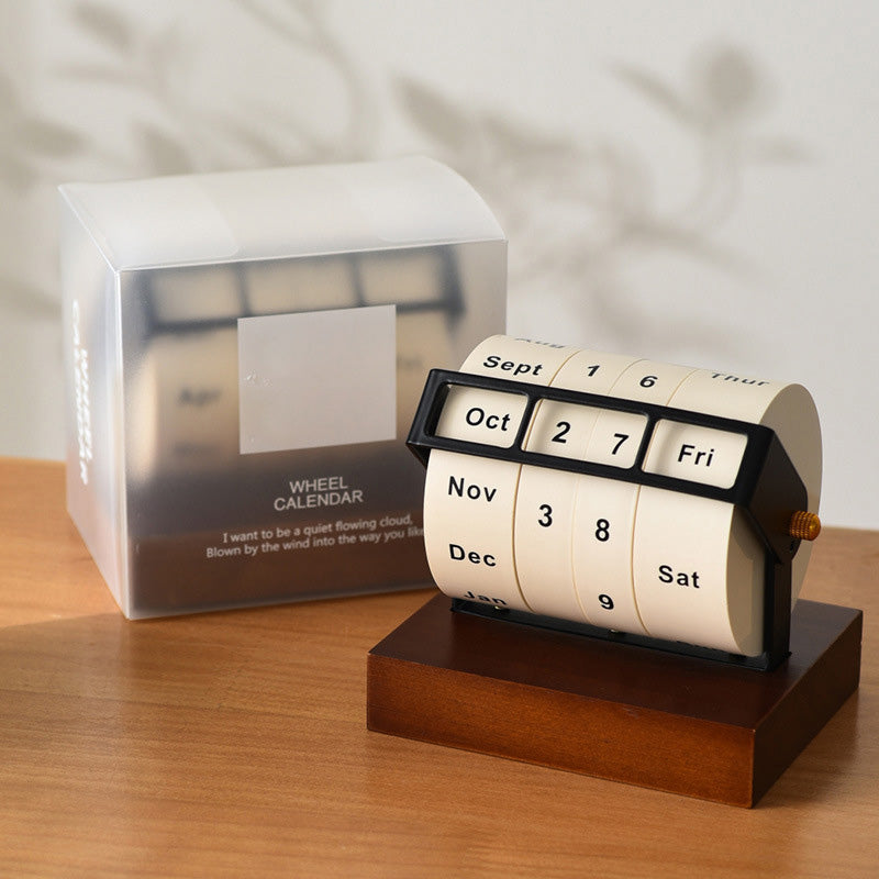 Rotary Wooden Countdown Desktop Perpetual Calendar