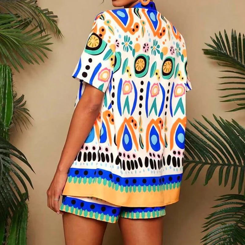Women's Casual Bohemian Print Two Piece Set