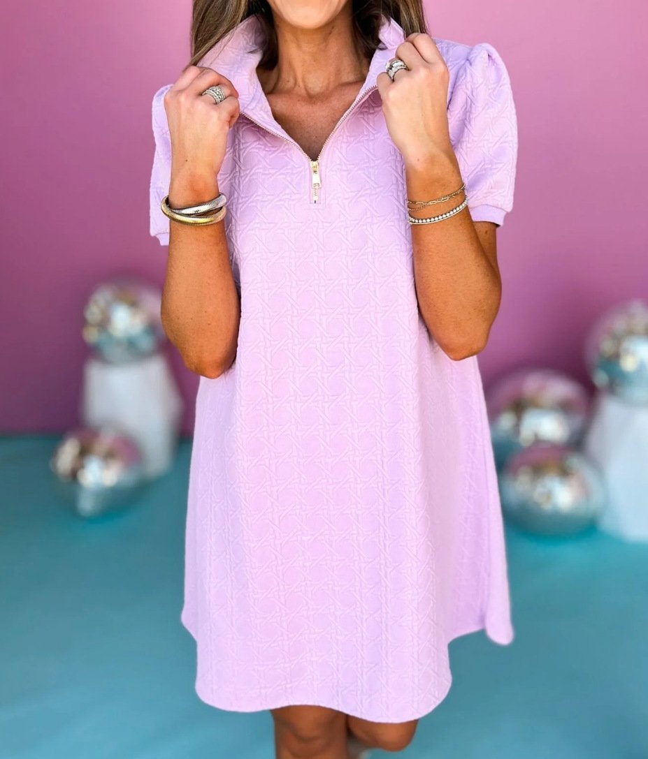 Retro zip mini short sleeve dress