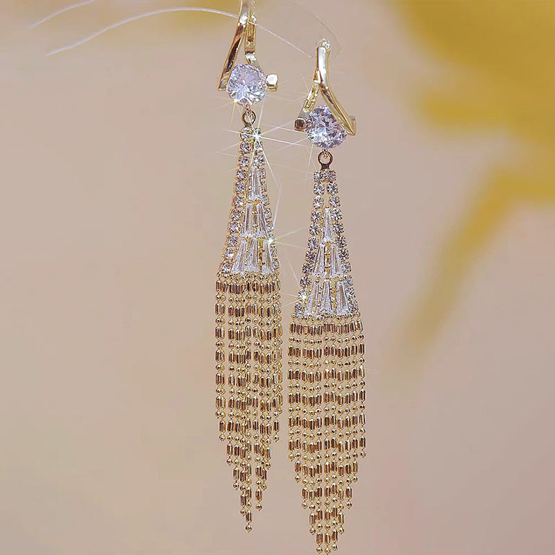 Rhinestone Tassel Earrings