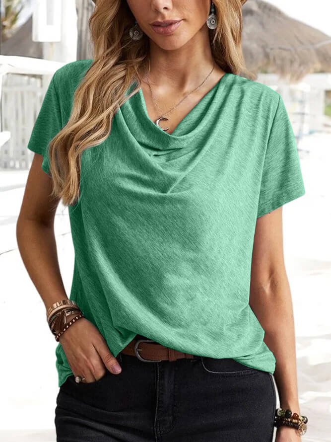 Solid color casual fashion short-sleeved female
