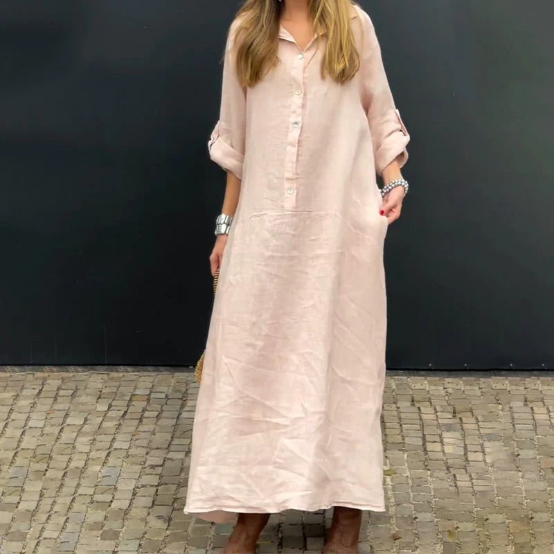 Summer maxi dress in cotton-linen blend
