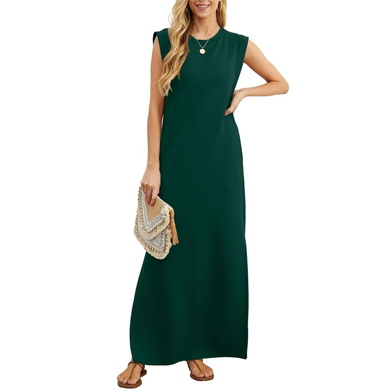 ⏰WOMEN SUMMER CASUAL LOOSE SPLIT WRINKLE-FREE LONG DRESS