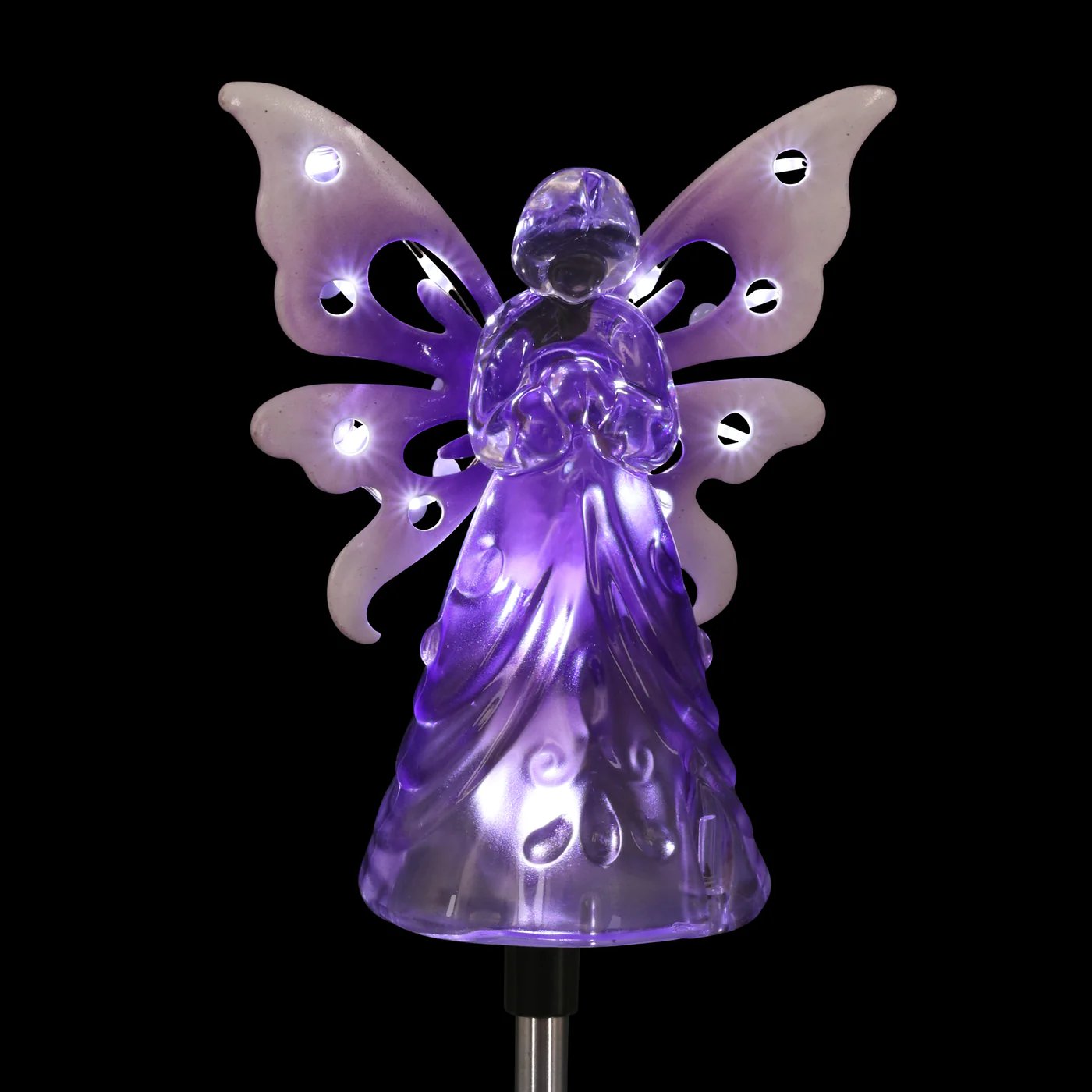 Solar Angel with Wings and Twelve LED lights Metal Garden Stake