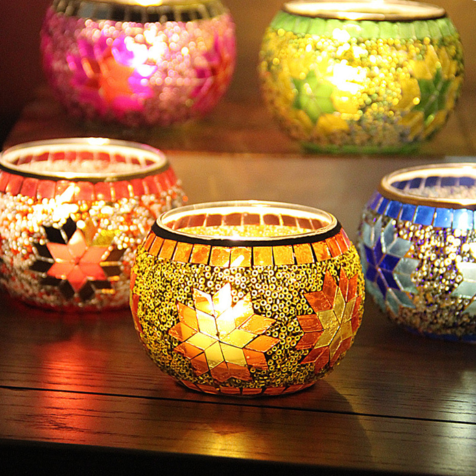 Mosaic Candle Holder Color Table Decor