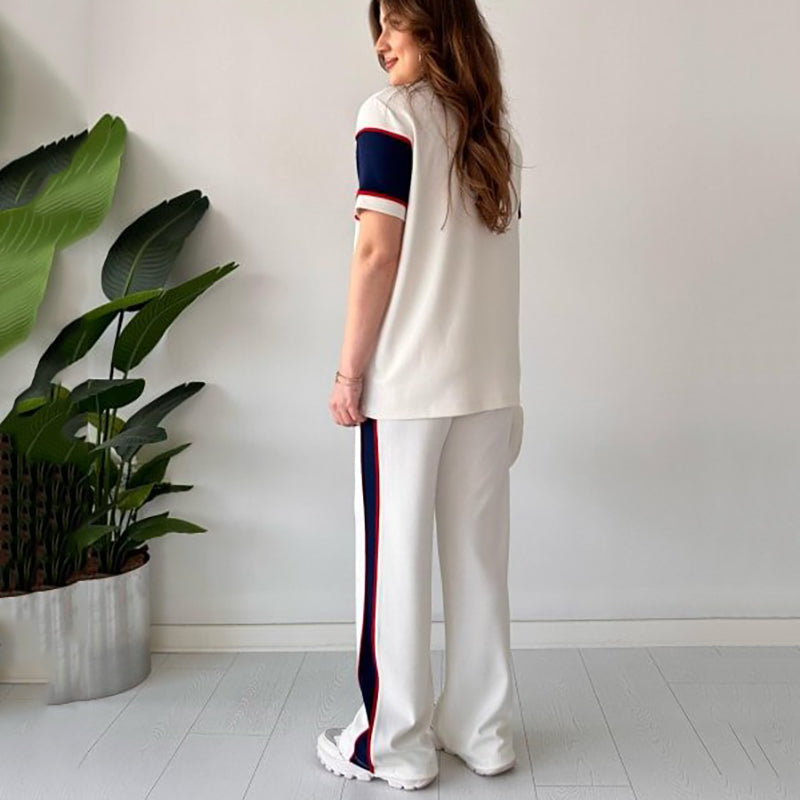 Women's Two-Piece Color-Block Casual Tracksuit