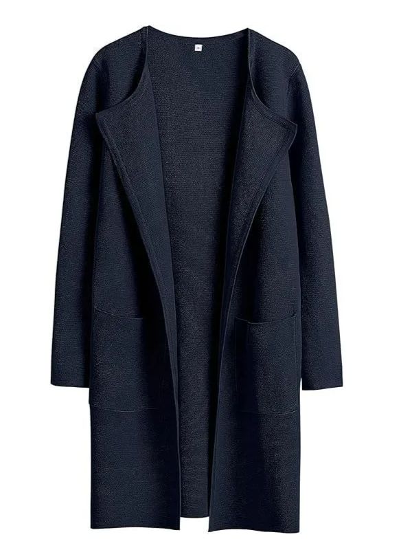 Solid Color Coat Lapel Top Coat with Pockets