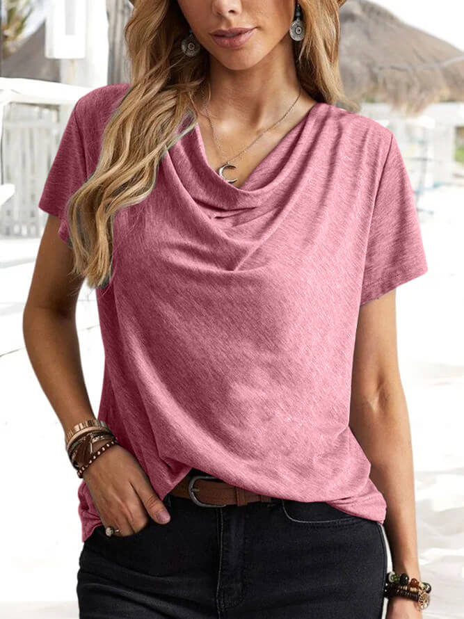 Solid color casual fashion short-sleeved female