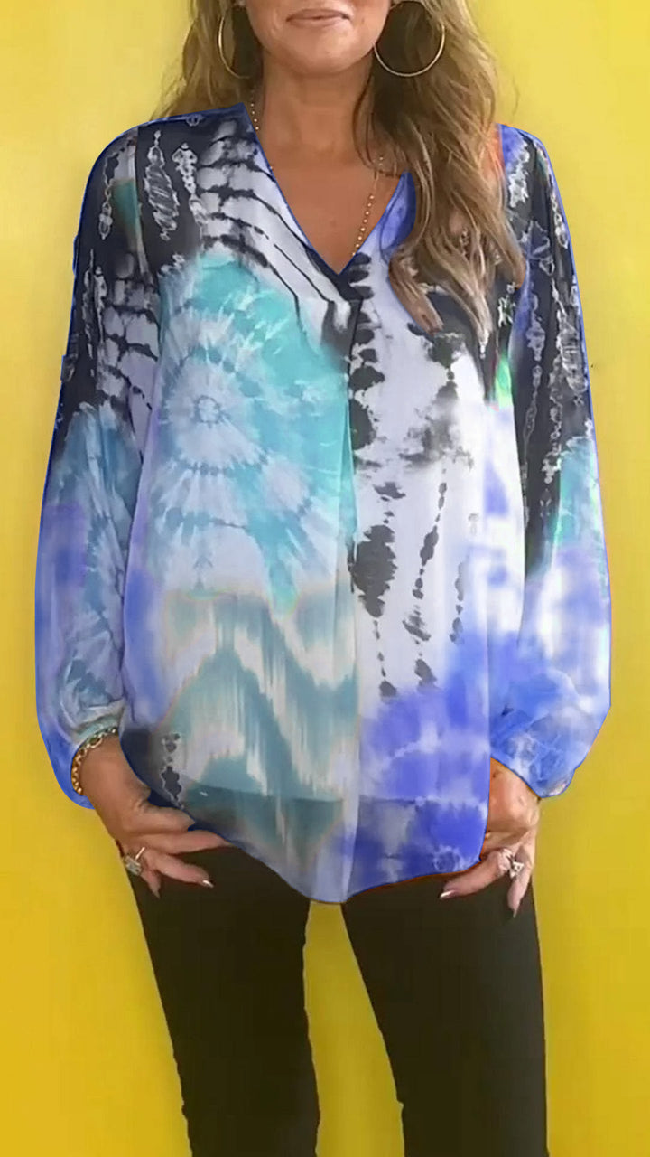 🔥Casual V-neck Tie-dye Top