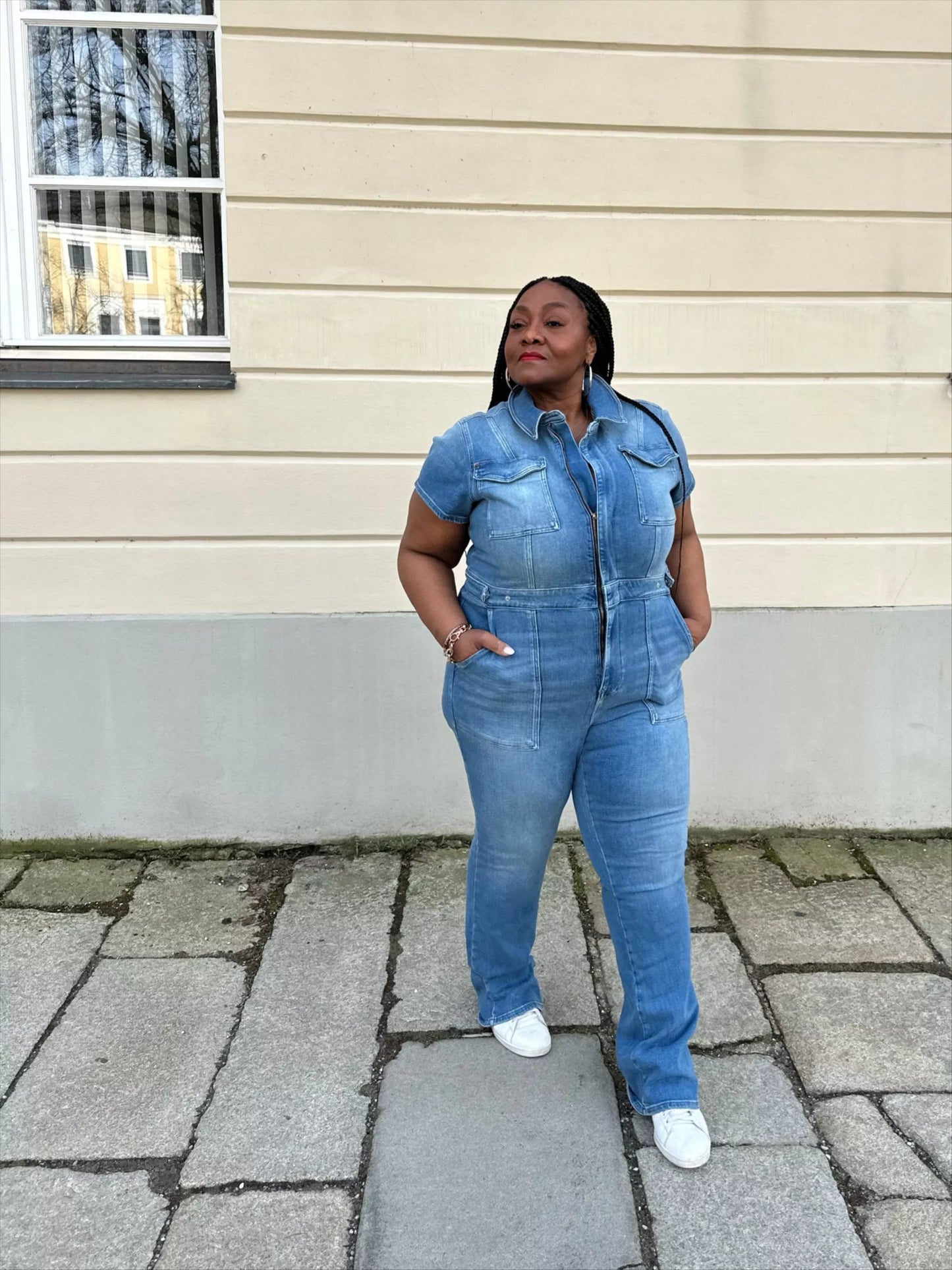 Skinny Bootcut Denim Jumpsuit