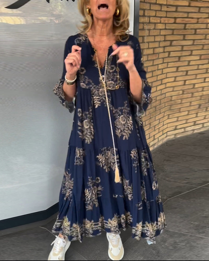 🔥Loose-Fitting Vintage V-neck Dress