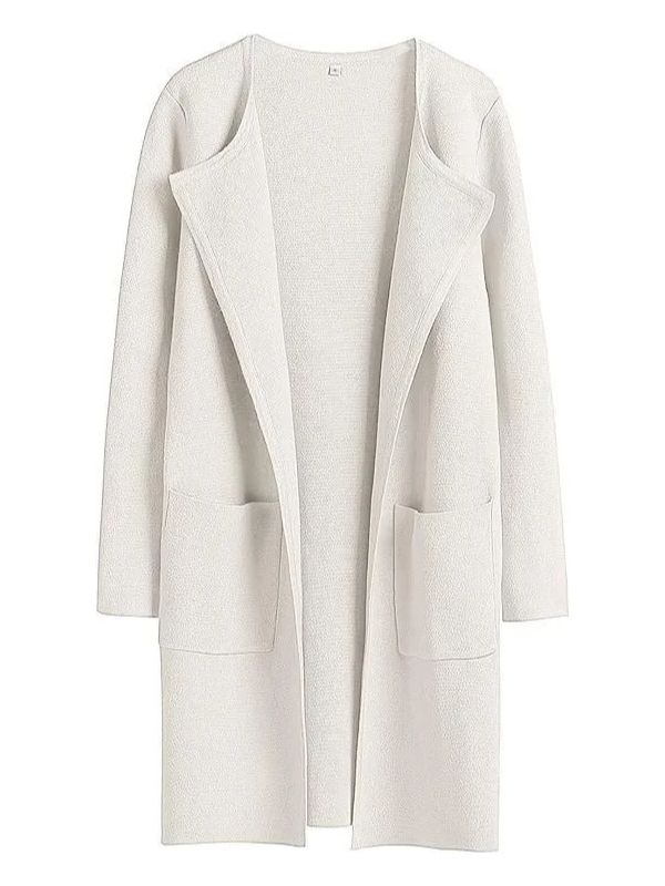 Solid Color Coat Lapel Top Coat with Pockets