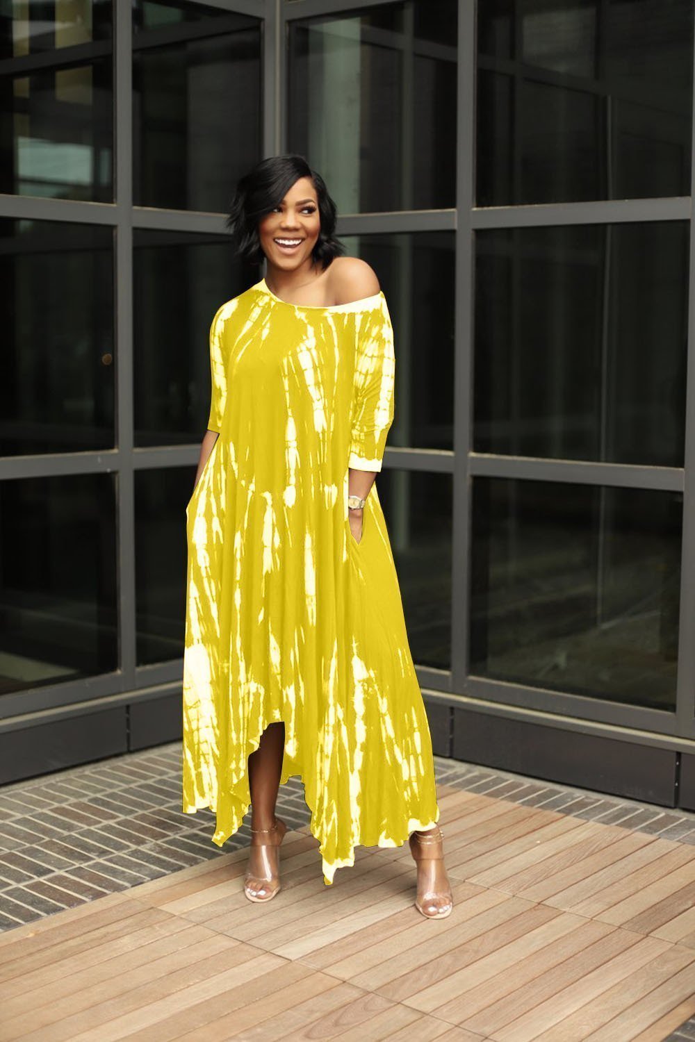 🔥💃Loose Graffiti Tie-Dye Pocket Midi Dress