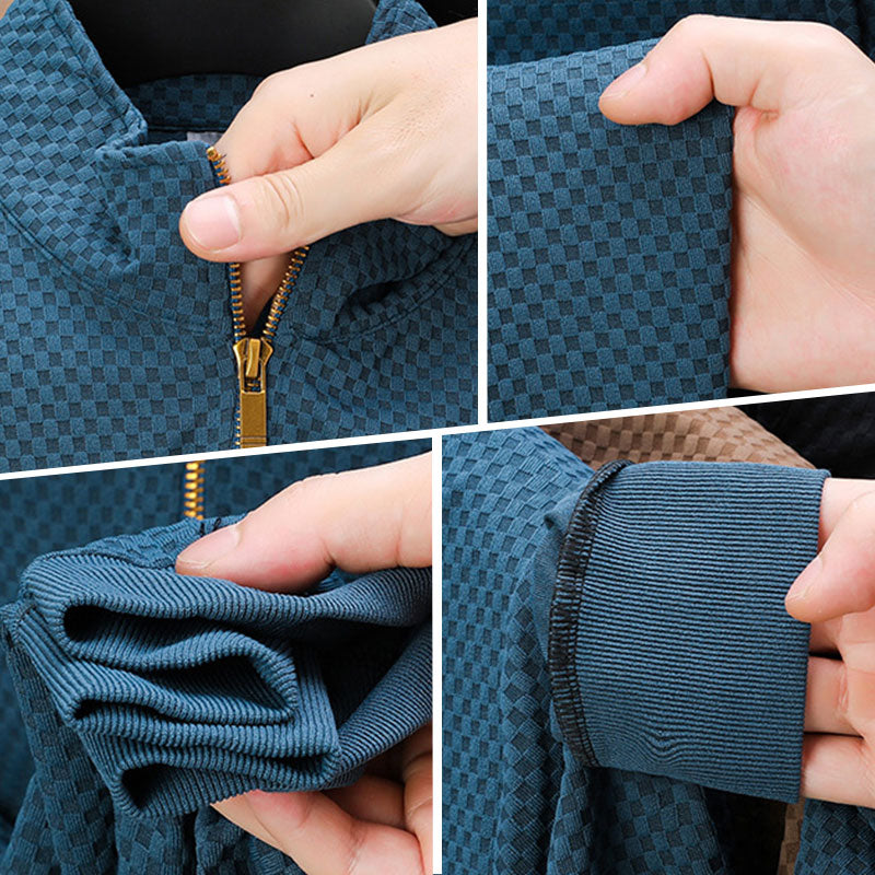 Men's High Fashion Pattern Half Zip Casual Business Shirt