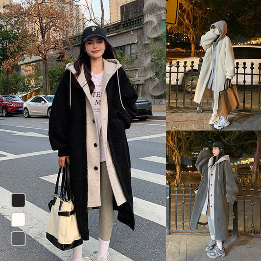 🔥2-Layered Lambswool Hooded Coat Jacket
