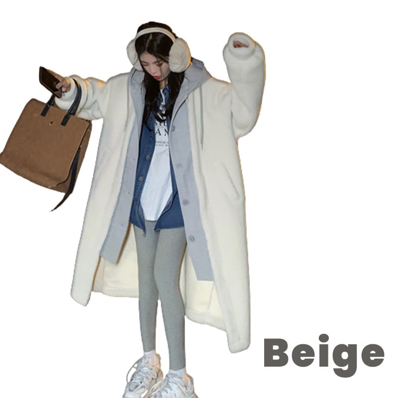 🔥2-Layered Lambswool Hooded Coat Jacket