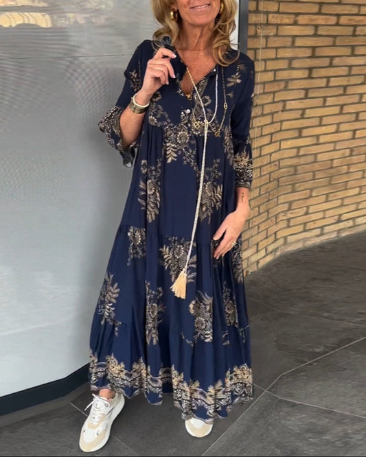 🔥Loose-Fitting Vintage V-neck Dress