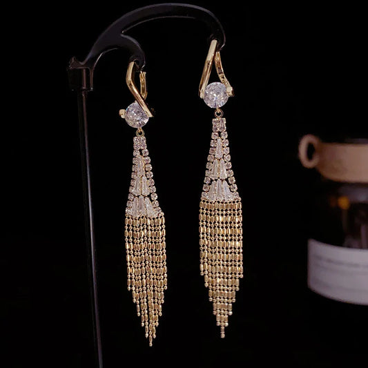 Rhinestone Tassel Earrings