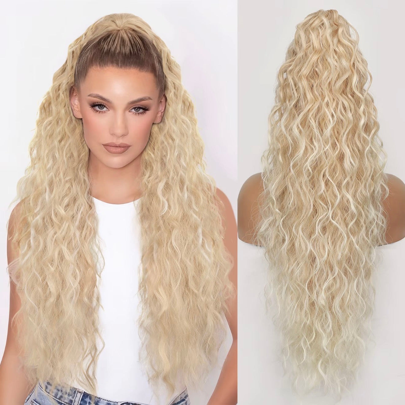 💜Curly Wavy Frizzy Hair Extension with Ponytail🔥