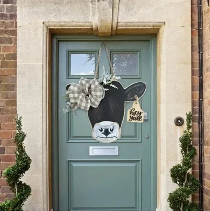 🔥Farmhouse Cow Head Welcome Wreath