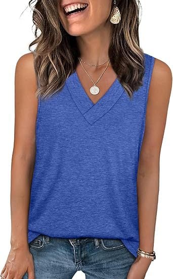 ✨Women's Sleeveless V-Neck Slimming Loose Fit Casual Tank Top T-Shirt