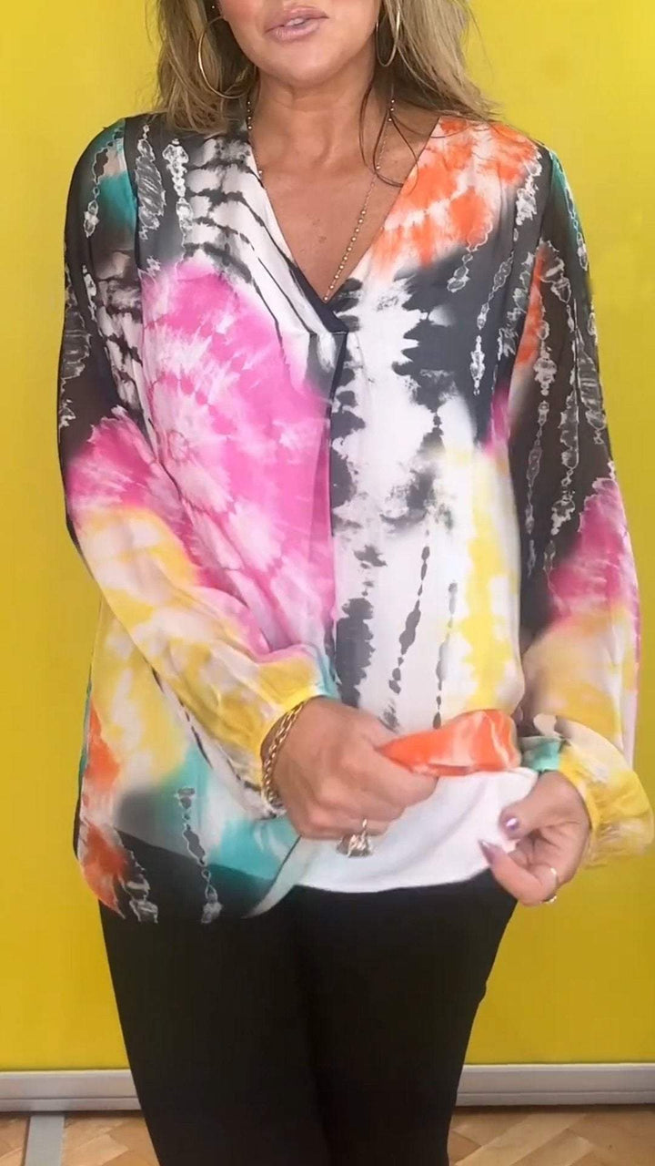 🔥Casual V-neck Tie-dye Top
