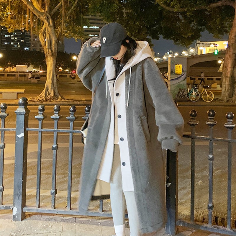 🔥2-Layered Lambswool Hooded Coat Jacket
