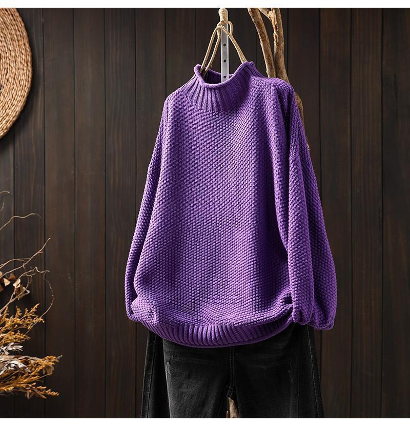 ⭐Turtleneck three-dimensional diamond knitted sweater