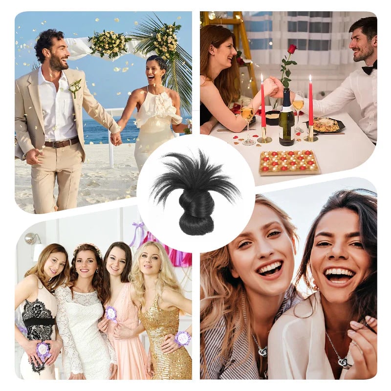 🎉Clip-on Feathered Bun Wig