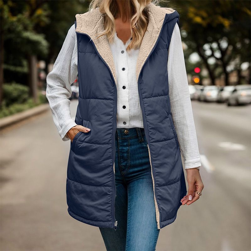 💝Great Gift! Women's Reversible Vest Sleeveless Faux Wool Jacket