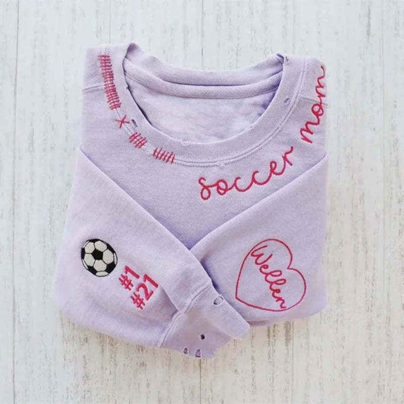 🌈Vintage Custom Embroidered Hand Distressed Crew Neck Sweatshirt👚