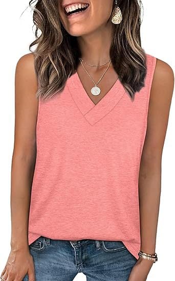 ✨Women's Sleeveless V-Neck Slimming Loose Fit Casual Tank Top T-Shirt