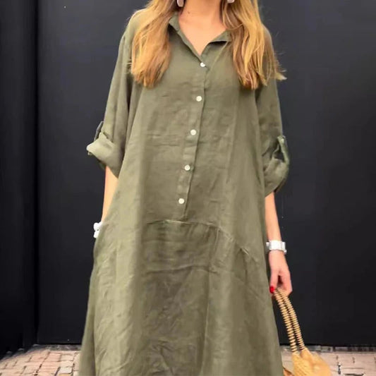 Summer maxi dress in cotton-linen blend