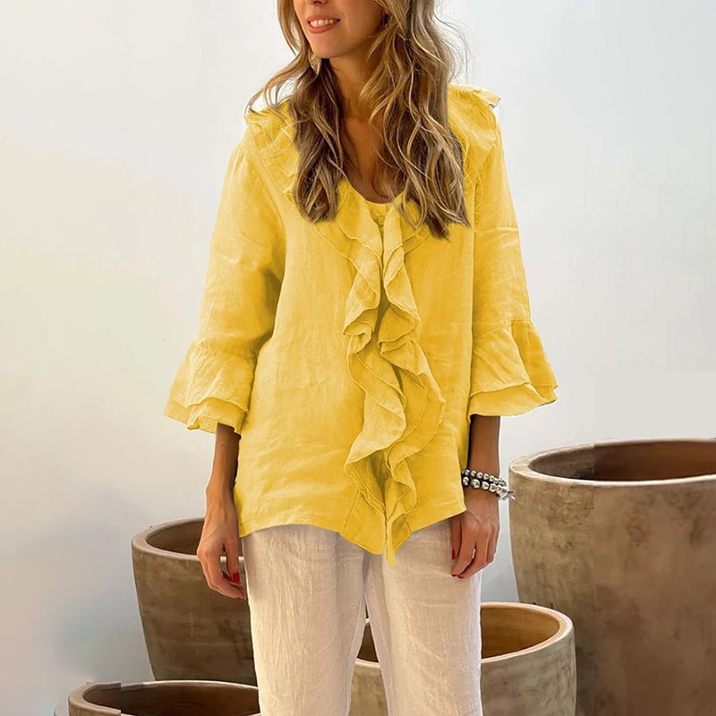🔥Women's Ruffle Collar Blouse with Bell Sleeves