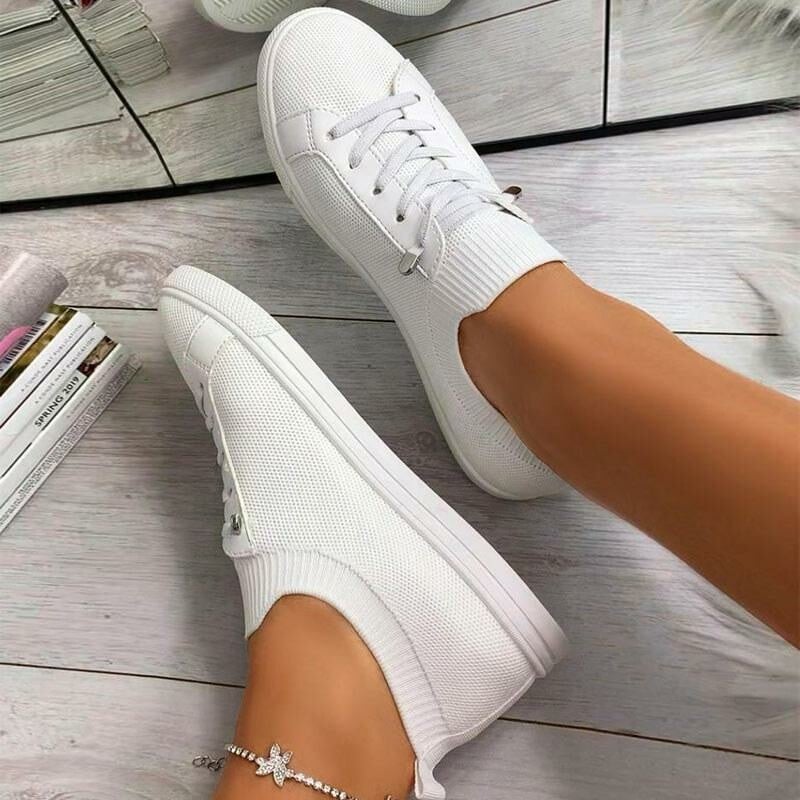 Casual Flat Heel Lace-up Canvas Sneakers