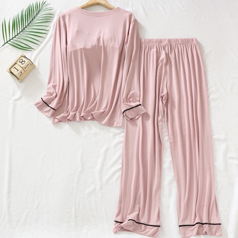 🎁Padded 2 Pieces Long Sleeve Cozy Modal Loungewear with Pants for Women