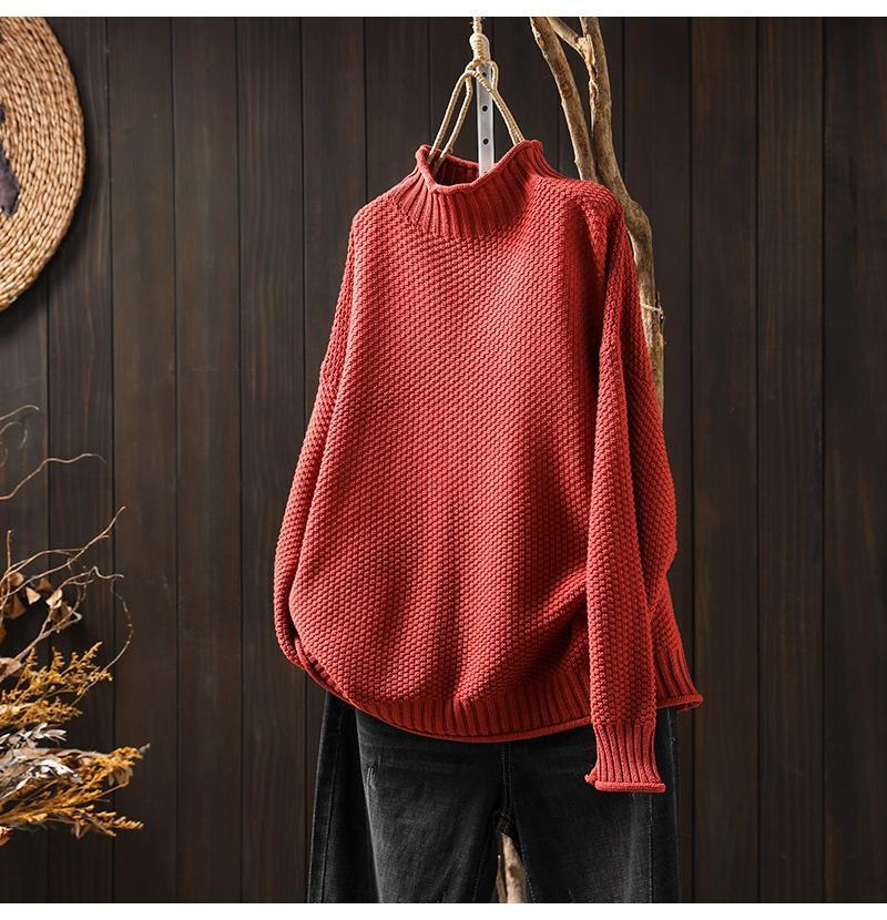 ⭐Turtleneck three-dimensional diamond knitted sweater