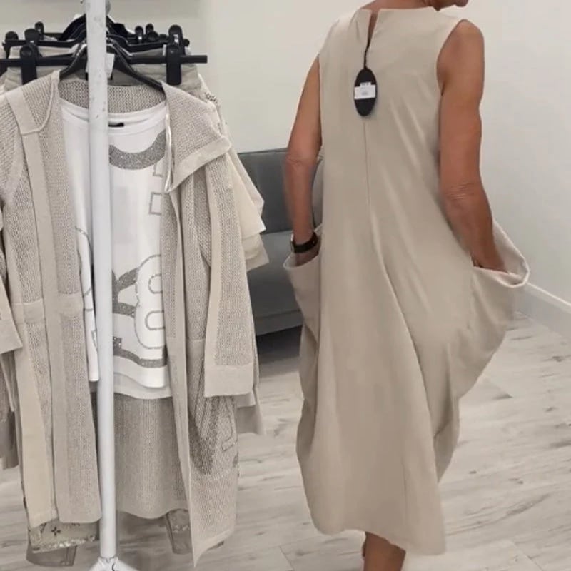 Simple Sleeveless Dress with Pockets
