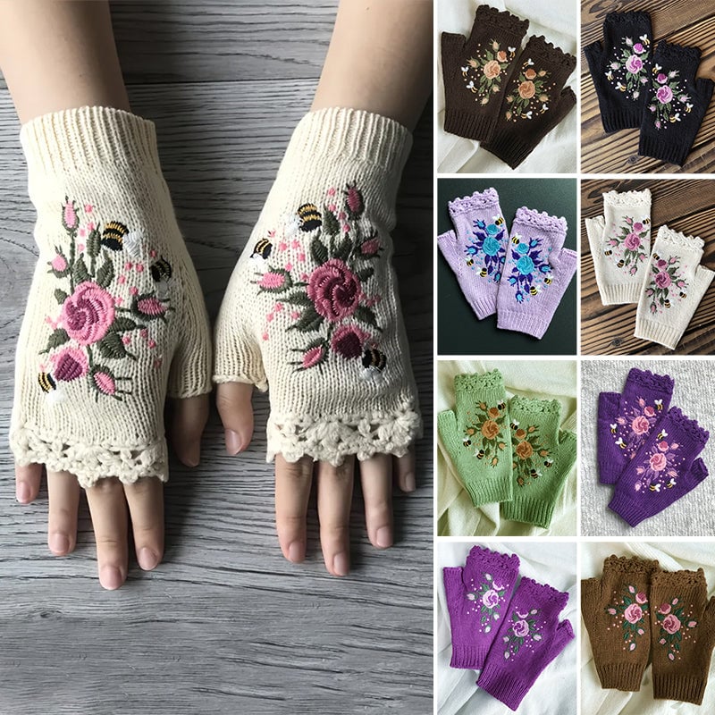 🌸Hand Embroidered Gloves