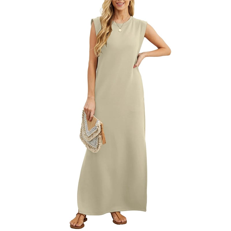 ⏰WOMEN SUMMER CASUAL LOOSE SPLIT WRINKLE-FREE LONG DRESS