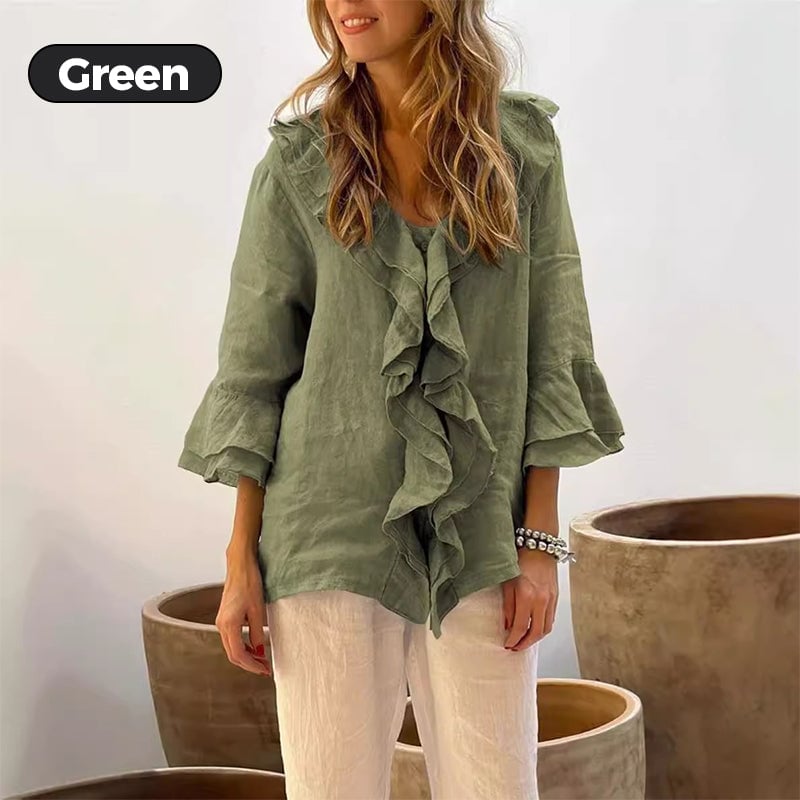 🔥Women's Ruffle Collar Blouse with Bell Sleeves