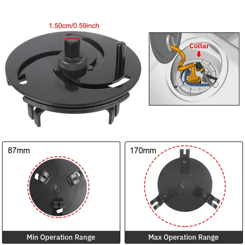 Fuel tank cap wrench with 3 claws, adjustable