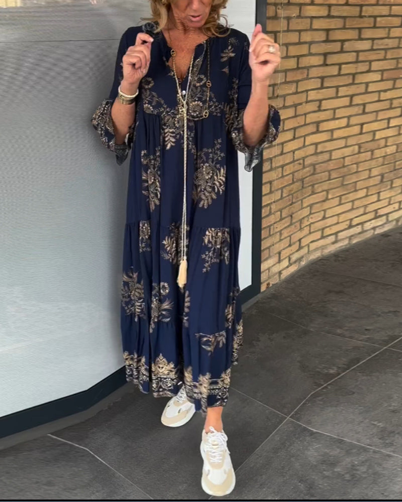 🔥Loose-Fitting Vintage V-neck Dress