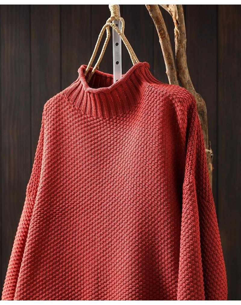 ⭐Turtleneck three-dimensional diamond knitted sweater