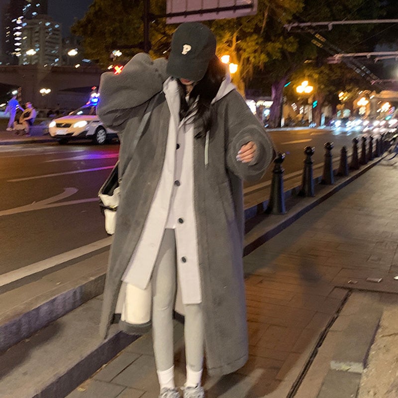 🔥2-Layered Lambswool Hooded Coat Jacket