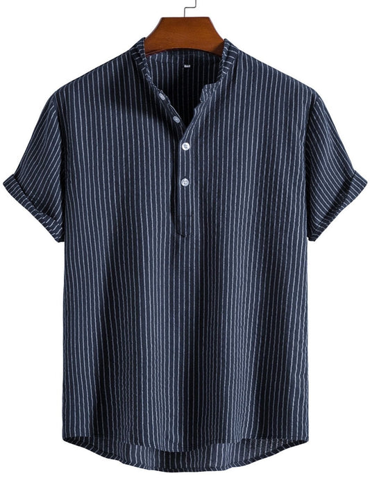 🔥 Men's New Striped Linen Short Sleeve Shirt