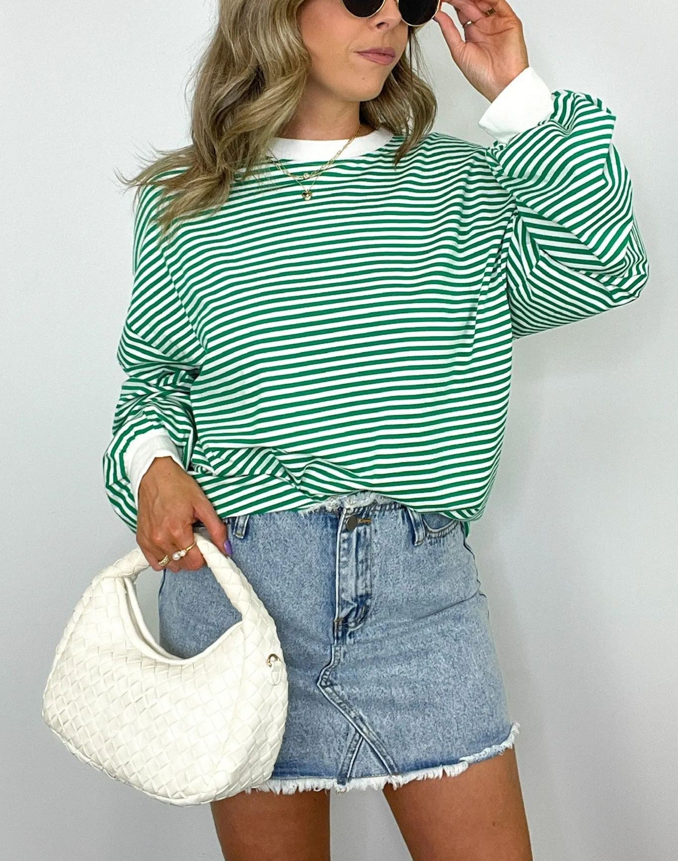 🌈Women's Casual Striped Crewneck Oversized Pullover