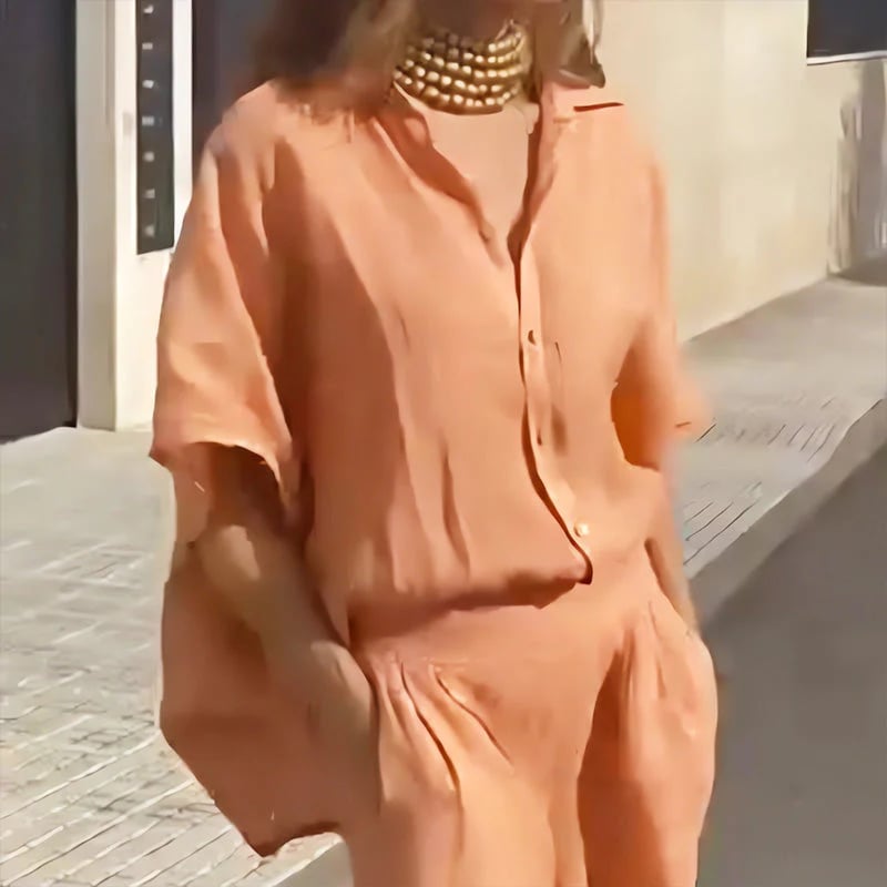 Women's two-piece cotton linen