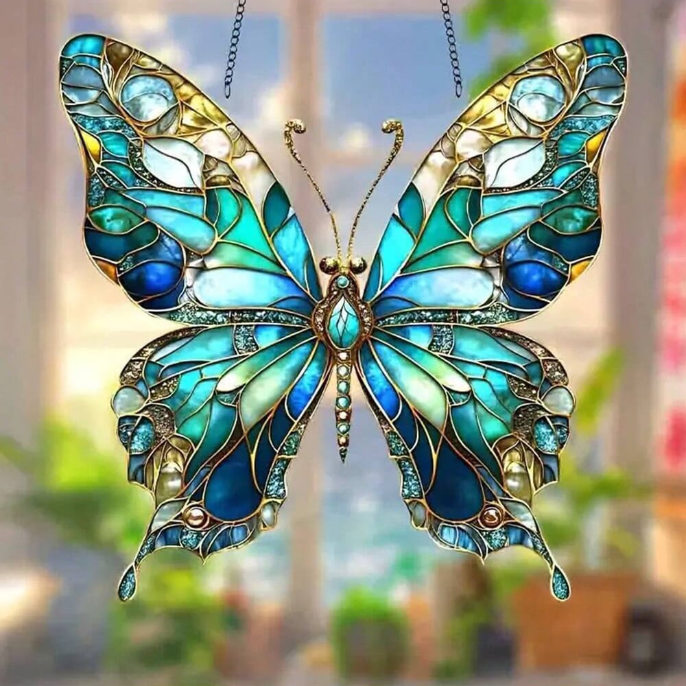 Majestic Butterfly Stained Hanging (8 inches)